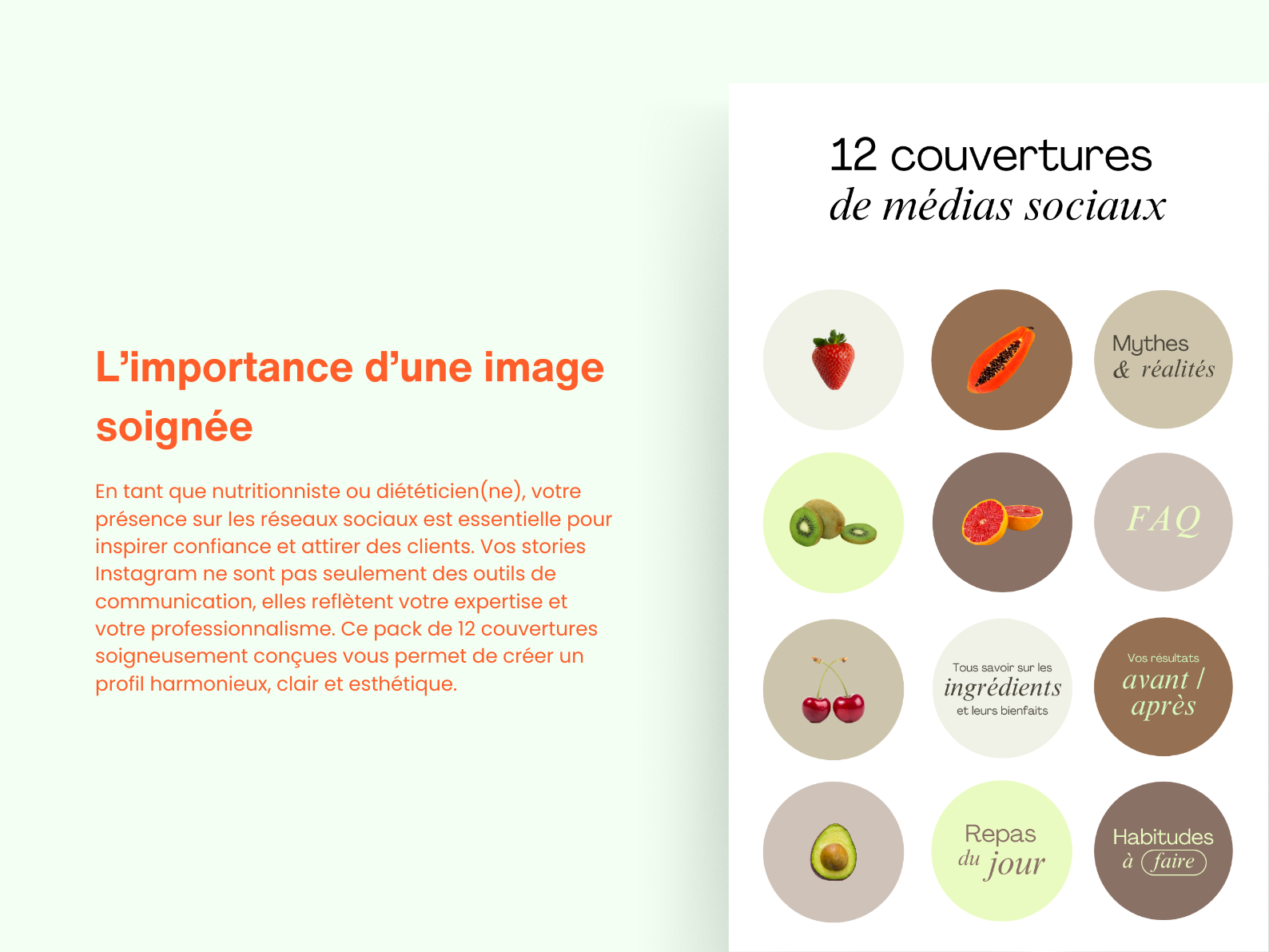 12 couvertures stories à la une instagram – Nutrition
